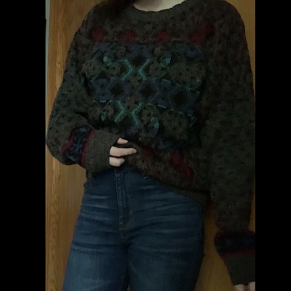 Geometric Print Grandpa Sweater